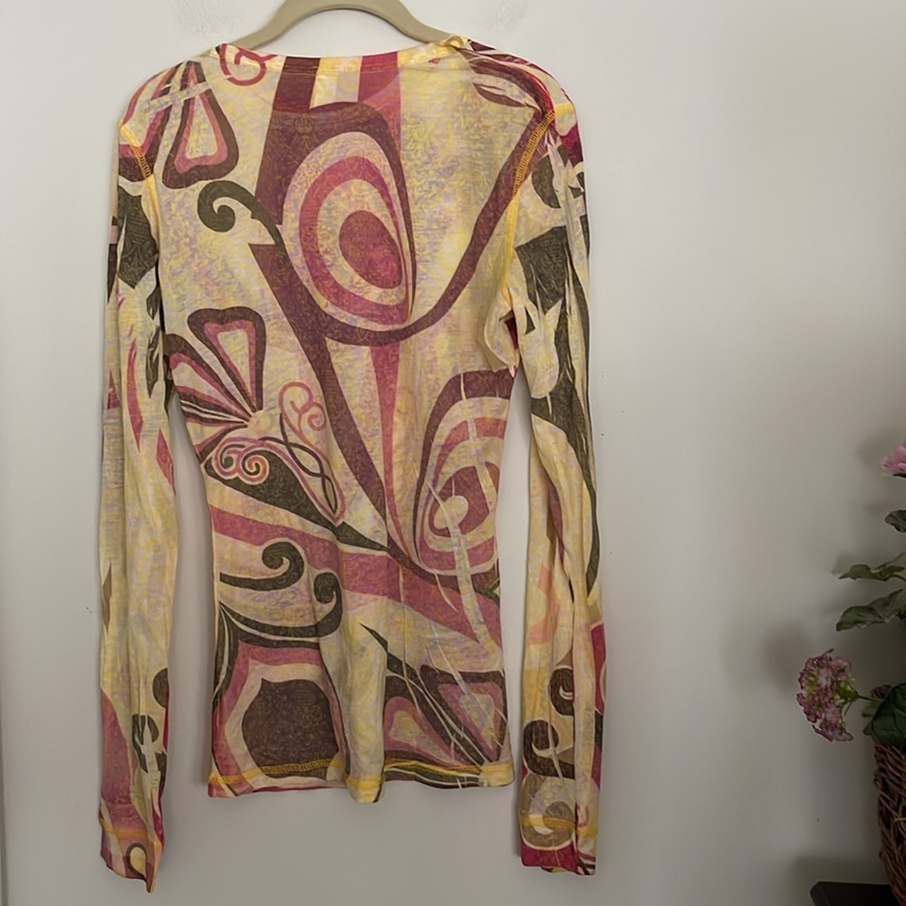 Vintage 90s American Twist Abstract Mesh Long Sleeve Top Y2K Grunge - Picture 3 of 12